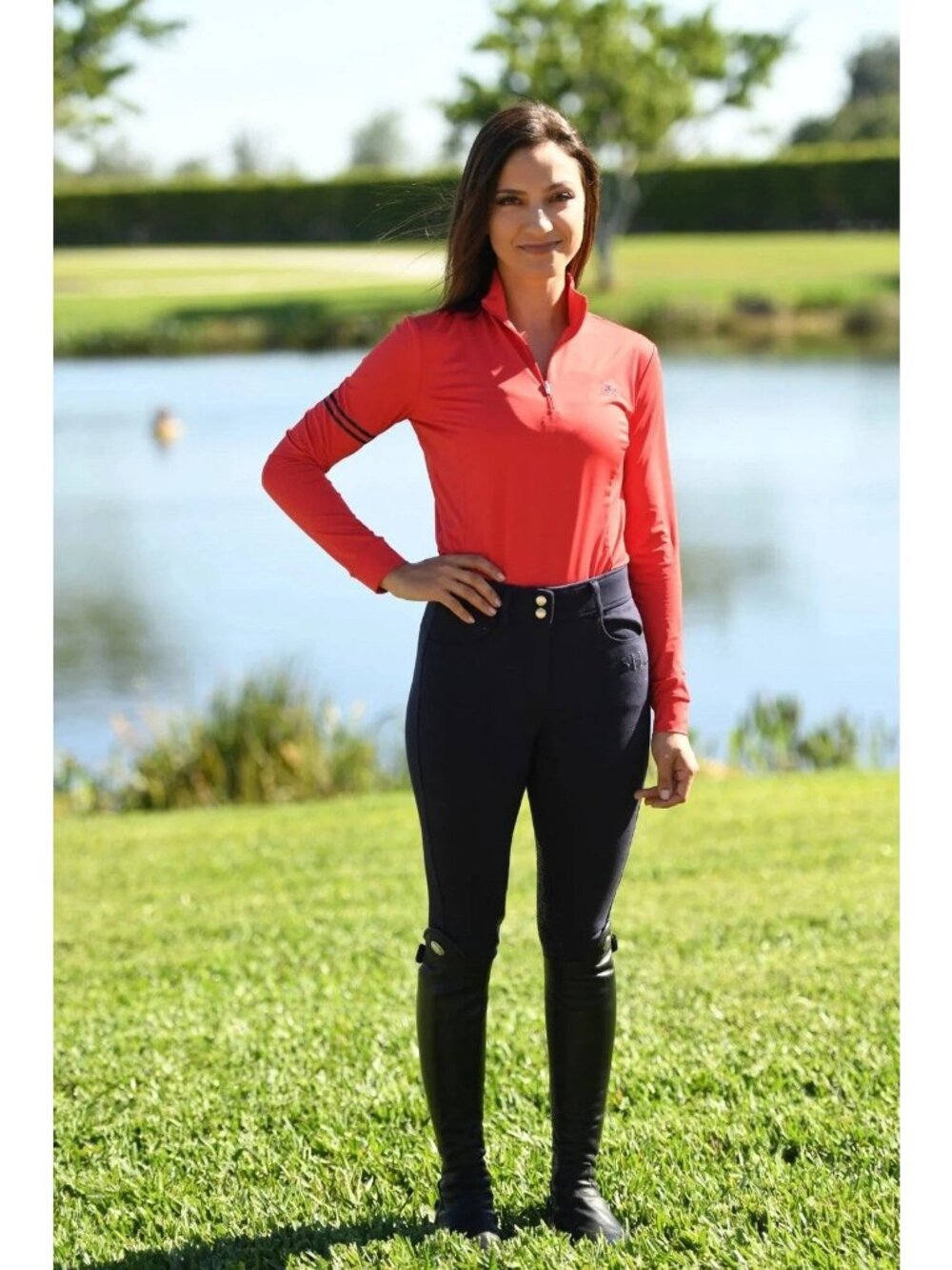 Sport Horse Lifestyle Womens Red Long-Sleeve Equestrian 1/4 Zip  Shirt Size S - Picture 2 of 10